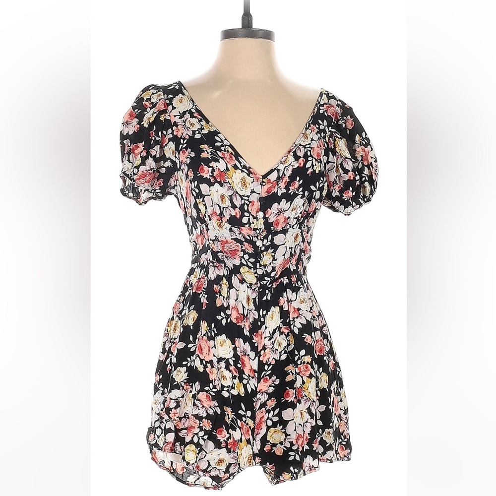 Floral Black Romper